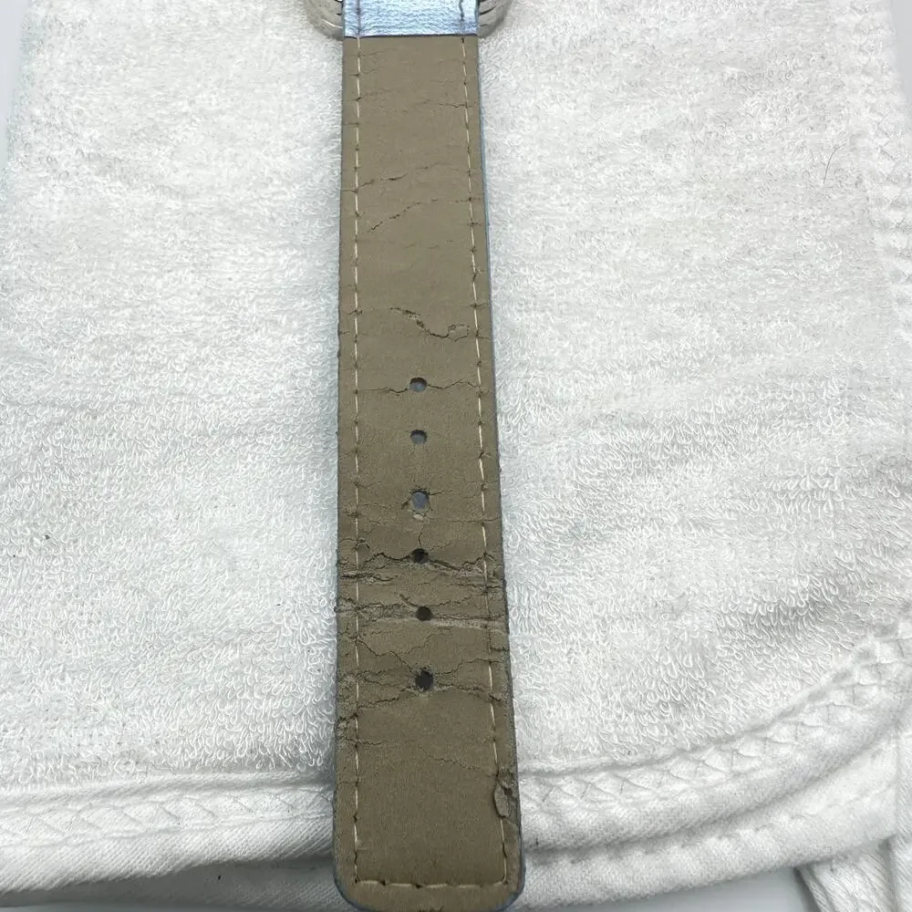 Donna Vivian Quartz Watch Silver Tone Butterfly Case Blue Leather Strap - Picture 4 of 9